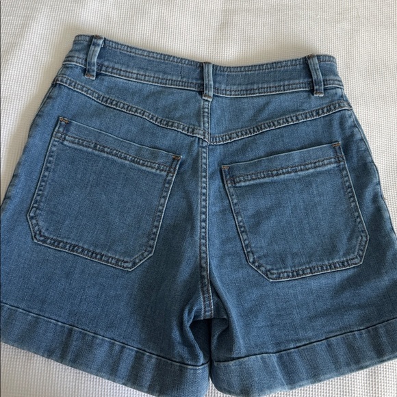 Madewell Cuffed Blue Denim Patch-Pocket Shorts Shirt 25 - Picture 7 of 14
